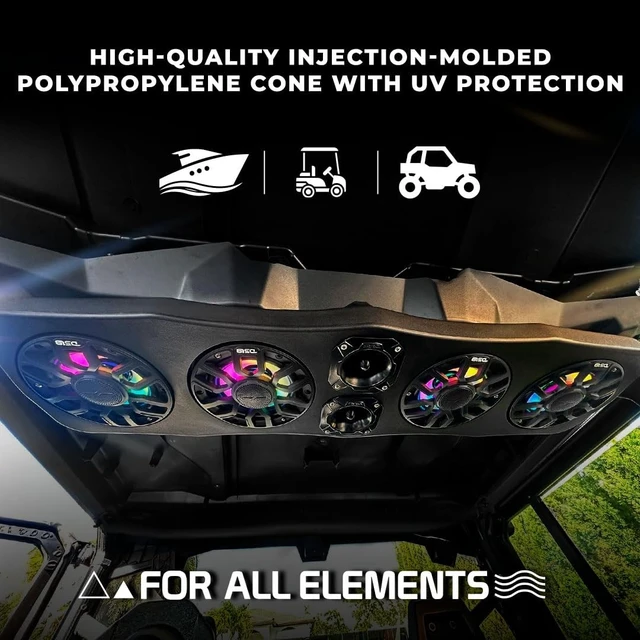 Alt view image 5 of 5 - DS18 NXL-IQ8/WH 8" 2-Way Coaxial Marine Speaker with Digital Led Lights and Bullet Tweeter 175 Watts 4-Ohm, Water Resistant IP65, Silicone Cover Included, Pair
