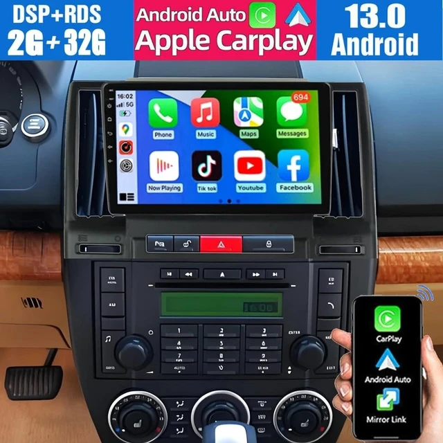 Alt view image 2 of 5 - Android 13 Car Stereo for Landrover Freelander 2 2007-2012 Car Radio GPS for CarPlay Wireless Android Auto 9in Touchscreen Bluetooth WiFi FM/RDS DSP SWC Split Screen AHD Backup Camera 2+32G