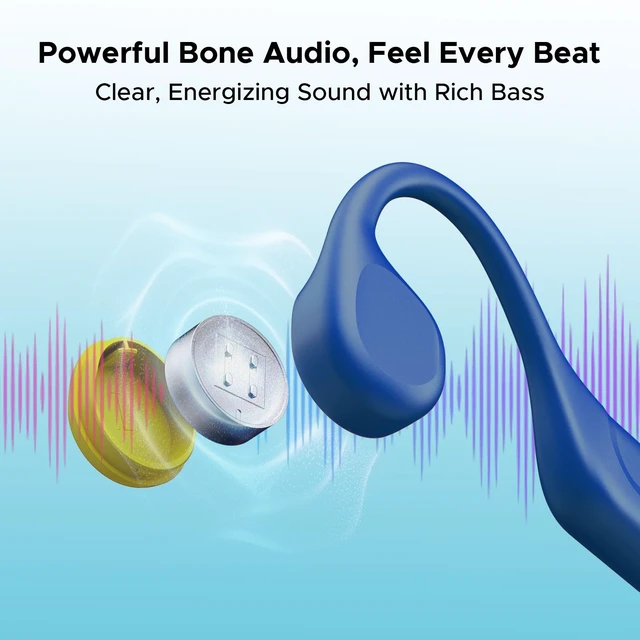 Alt view image 5 of 5 - POPUX Bone Conduction Headphones, Running Headphones, Open-Ear Headphones, Sports with LED Light Strip, IP66 Waterproof, Bluetooth 6.0,10H Playtime,Convient Pour le Cyclisme(Blue)