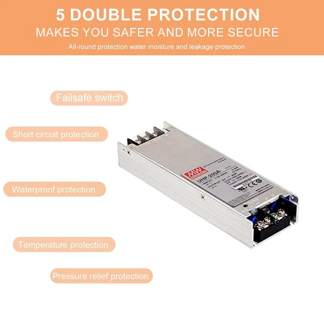 Alt view image 4 of 5 - MedInnov UHP-200A-4.5 Industrial Power Supply, 4.5V 40A 180W, Fanless Design, Wide Input 90-264.5VAC, High Efficiency, UL/TUV Certified, for LED Signage, Displays, Channel Letters