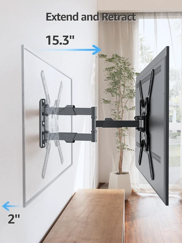 Alt view image 3 of 5 - MOUNTUP Full Motion TV Wall Mount for Most 26-60 Inch TVs, Max VESA 400x400mm Wall Mount TV Bracket with Swivel Tilting Extension Level Adjustment for LED LCD Flat Curved TVs Up to 77 LBS, MU0018