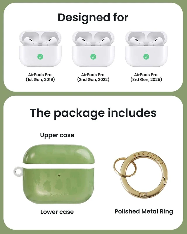 Alt view image 3 of 5 - SCORPIFY for AirPods Pro 3 Case (3rd Generation, 2025) with Keychain, Compatible with Apple AirPod Pro 3, Cute Protective Hard Shell Cover, Wireless Charging Earbuds Case for Women -