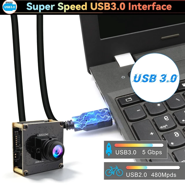 Alt view image 5 of 5 - ELP 200FPS Global Shutter USB3.0 Camera Module Wide Angle Fisheye Webcam for Computer Mini USB2.0 PC Camera High Speed Lightburn Cameras for Laser 1200P 120fps Webcamera AR0234 Cam for Laptop