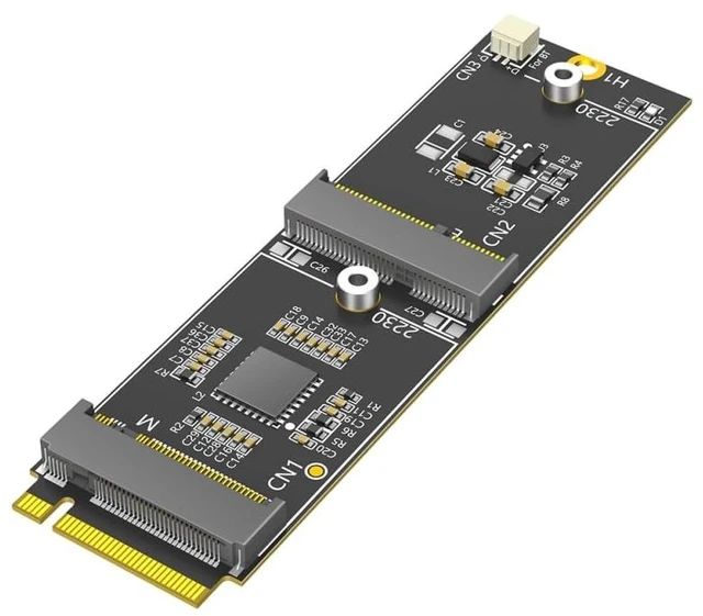 Main image of Mustpoint M.2 (Key-M) NVMe to Dual M.2 Adapter Card, Supports 2230 Key-E/Key-M Devices, PCIe Bus Compatible, Adds WiFi/Bluetooth & Extra NVMe Slot to M.2 NVMe Port