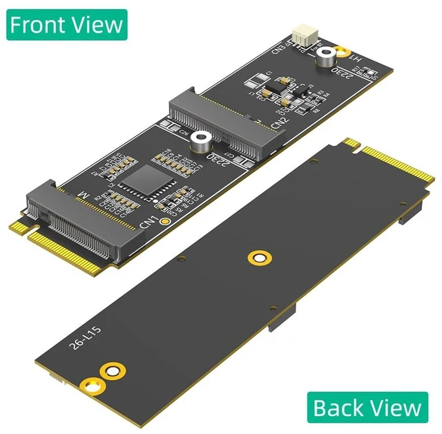 Alt view image 2 of 5 - Mustpoint M.2 (Key-M) NVMe to Dual M.2 Adapter Card, Supports 2230 Key-E/Key-M Devices, PCIe Bus Compatible, Adds WiFi/Bluetooth & Extra NVMe Slot to M.2 NVMe Port