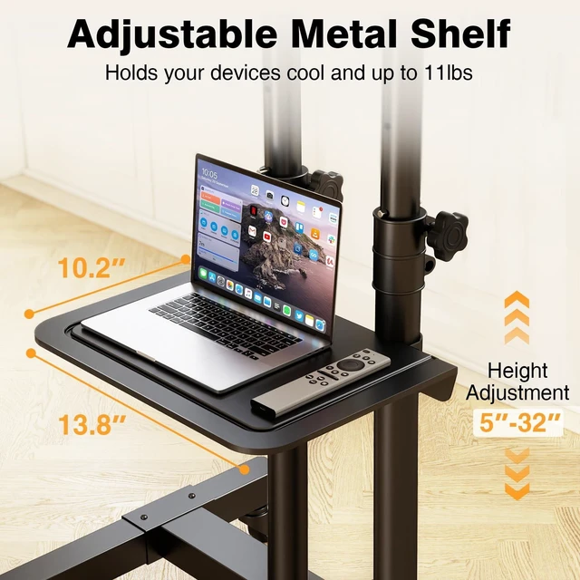 Alt view image 4 of 5 - TAVR Mobile TV Stand Rolling TV Cart Floor Stand with Mount for 32-83 Inch