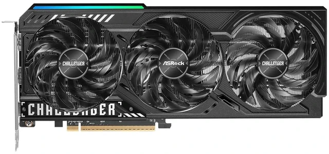 Alt view image 2 of 4 - ASRock Radeon RX 9060 XT Challenger Pro 16GB OC Graphics Card, RDNA 4, 3290MHz Boost, 16GB GDDR6 128-bit, PCIe 5.0, Triple Fan, 0dB Silent, LED Switch