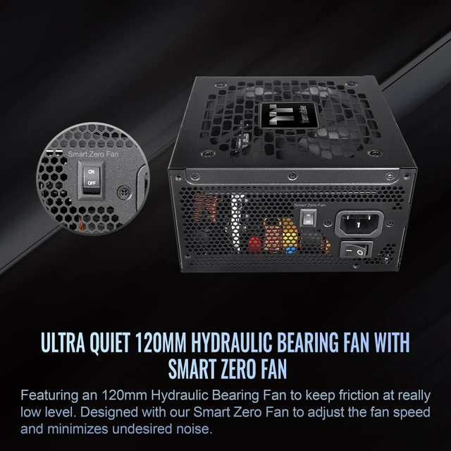 Alt view image 4 of 5 - Thermaltake Toughpower GT 1000W; ATX 3.1; Native PCIe 5.1 12V-2x6; Full Modular; Flat Cables; Color Matched Connectors; Japanese Main Capacitors; 80 Plus Gold; 140mm; Black; PS-TPT-1000FNFAG