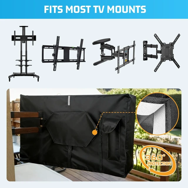 Alt view image 3 of 5 - Outdoor TV Cover 71-75 Inch Weatherproof, 600D Zipper Outside TV Covers