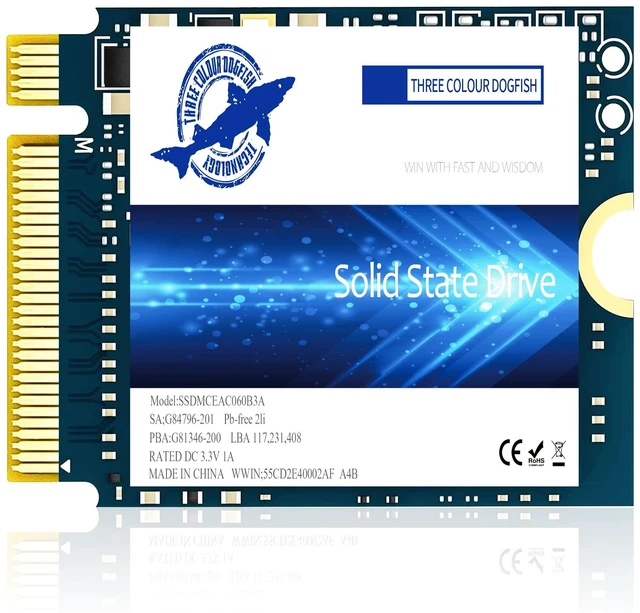 Main image of Dogfish SSD M.2 2230 NVMe PCIe 4.0 512GB 3D TLC NAND Gaming Unit?a stato solido interna per Steam Deck PS5 Surface Pro Laptop Desktop (M.2 2230 NVMe 4.0, 512 GB)