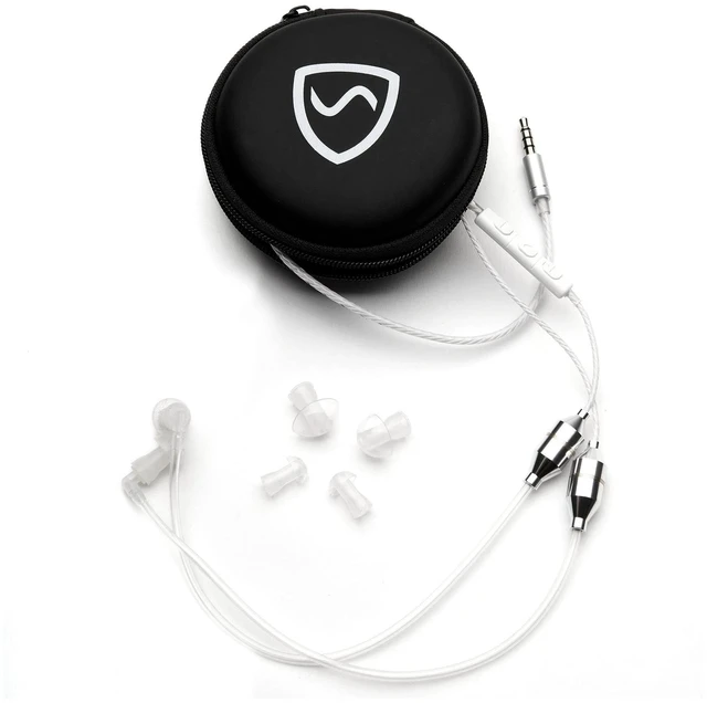 Main image of SYB Shield Your Body Air Tube Headset, Stereo Earbuds with Microphone and Case, Wired Anti Radiation Headphones, Built-in Controls, Works on Any Device with A Standard 3.5mm Audio Jack, White