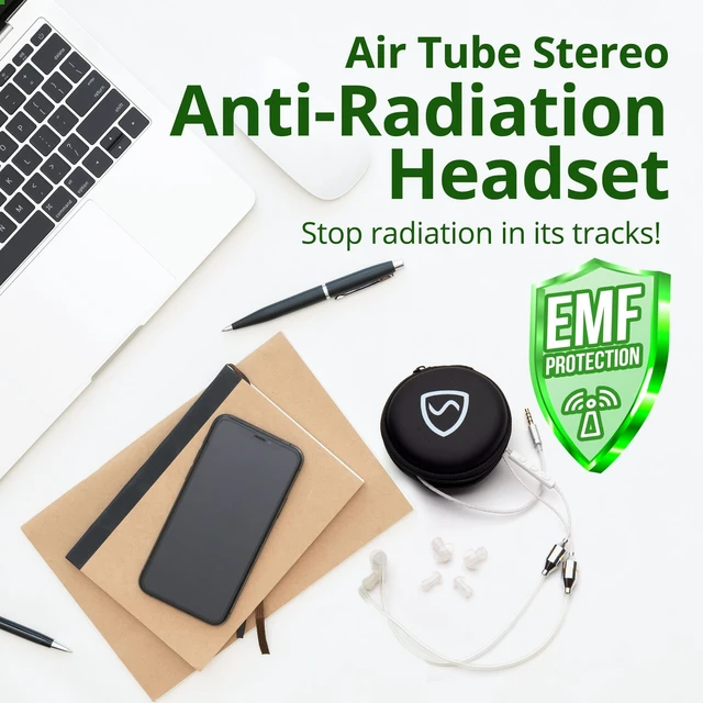 Alt view image 2 of 5 - SYB Shield Your Body Air Tube Headset, Stereo Earbuds with Microphone and Case, Wired Anti Radiation Headphones, Built-in Controls, Works on Any Device with A Standard 3.5mm Audio Jack, White
