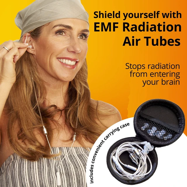 Alt view image 3 of 5 - SYB Shield Your Body Air Tube Headset, Stereo Earbuds with Microphone and Case, Wired Anti Radiation Headphones, Built-in Controls, Works on Any Device with A Standard 3.5mm Audio Jack, White