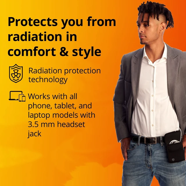 Alt view image 5 of 5 - SYB Shield Your Body Air Tube Headset, Stereo Earbuds with Microphone and Case, Wired Anti Radiation Headphones, Built-in Controls, Works on Any Device with A Standard 3.5mm Audio Jack, White
