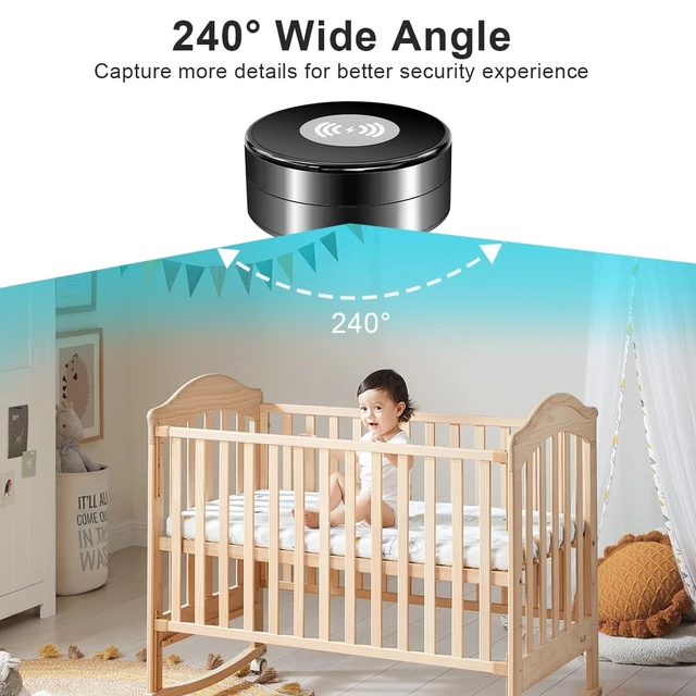Alt view image 4 of 5 - CHHANLOO Security Camera Wireless Charging 1080P HD Surveillance, 250 Wide-Angle Lens, Motion Detection Support; Ideal for Home Security and Baby/Pet Monitoring (2.4/5GHz)