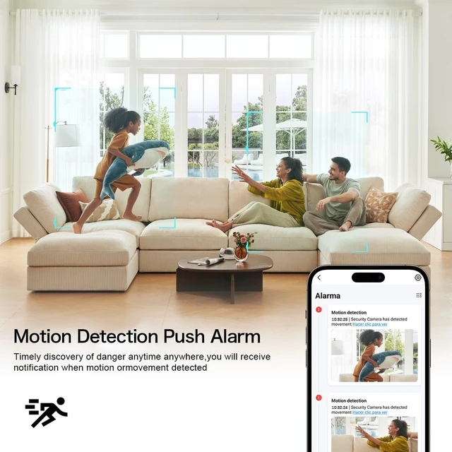 Alt view image 3 of 5 - CHHANLOO Security Camera Wireless Charging 1080P HD Surveillance, 250 Wide-Angle Lens, Motion Detection Support; Ideal for Home Security and Baby/Pet Monitoring (2.4/5GHz)