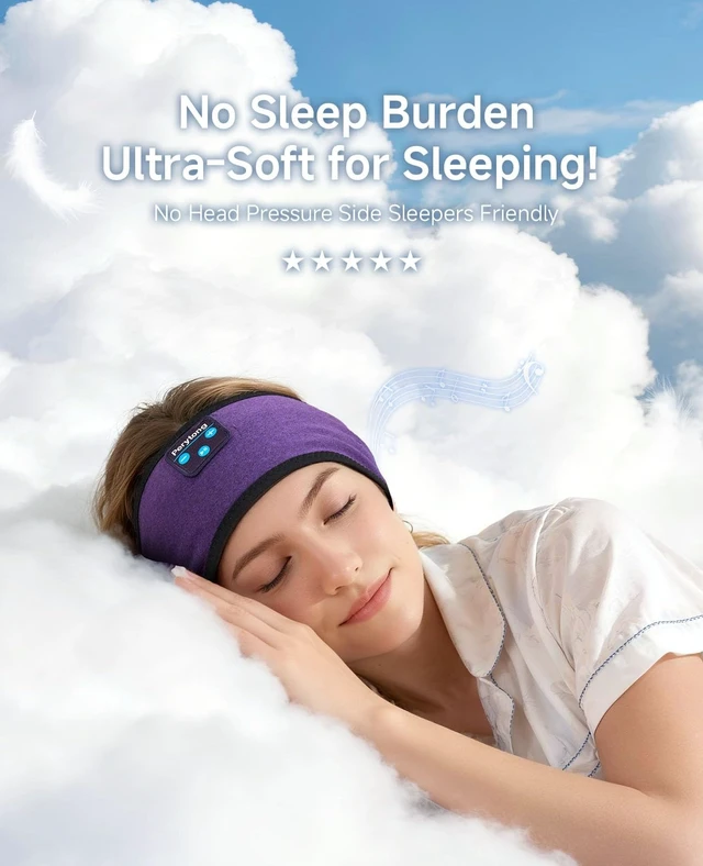 Alt view image 2 of 5 - Sleep Headphones Bluetooth Headband - Fall Asleep in Your Favorite Tunes with 14H Playtime, HD Stereo for Side Sleepers, Workout, Yoga & Travel - The Gift for Men & Women Who Love Music & Comfort