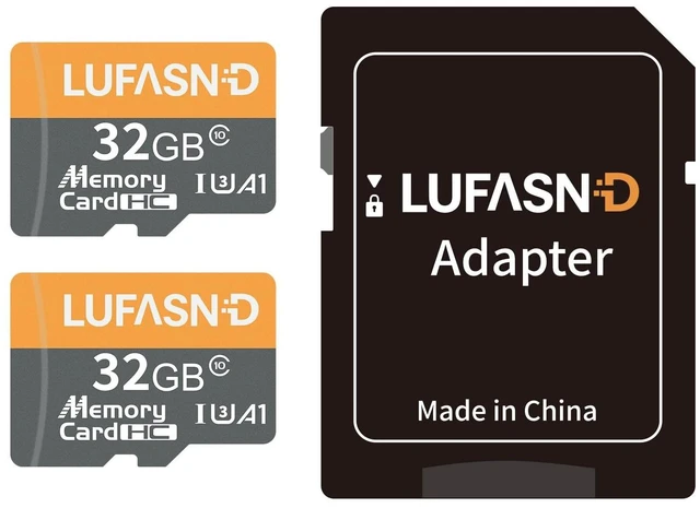 Main image of Lufasnd 2-Pack 32GB Micro SD Card with Adapter, High Speed U3 C10 V30 SDXC Memory Card Up to 100MB/s, 4K Video Recording for GoPro, Smartphone, Camera, Tablet, Dash Cam