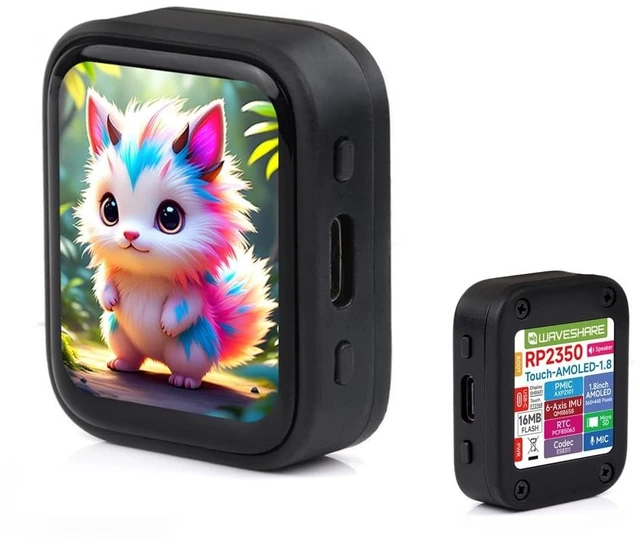 Main image of RP2350 1.8inch AMOLED Touch Display Development Board, 368448 Pixels, 16.7M Color, Dual-core & Dual-Architecture Design, Support Audio Playback and Audio Input, Type-C Connector
