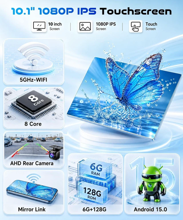 Alt view image 4 of 5 - 8 CORE 6G+128G Car Radio Stereo for Honda Civic 2006-2011 with Wireless CarPlay Android Auto, 10.1 Inch 1280 * 720P IPS Touch Screen Android 15 GPS 5Ghz-WiFi Bluetooth 32-Band DSP SWC Backup Ca