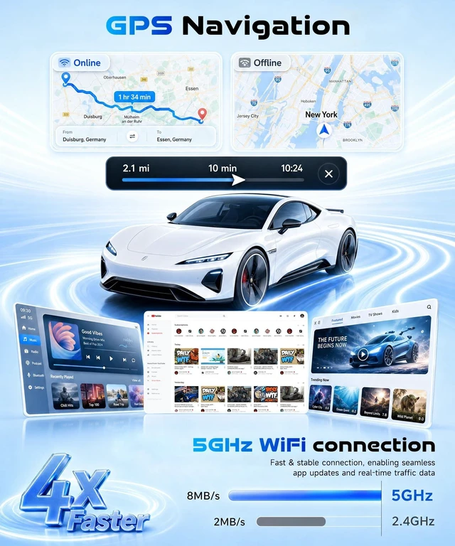 Alt view image 5 of 5 - 8 CORE 6G+128G Car Radio Stereo for Honda Civic 2006-2011 with Wireless CarPlay Android Auto, 10.1 Inch 1280 * 720P IPS Touch Screen Android 15 GPS 5Ghz-WiFi Bluetooth 32-Band DSP SWC Backup Ca