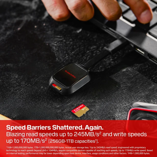Alt view image 3 of 5 - SanDisk 1TB Extreme microSD UHS-I Card, Up to 245MB/s Read and 170MB/s Write, 5.3K Video, 4K UHD, High-Performance for Action Cams, Drones, Android Devices, SDSQXH9-1T00-GZ6MA