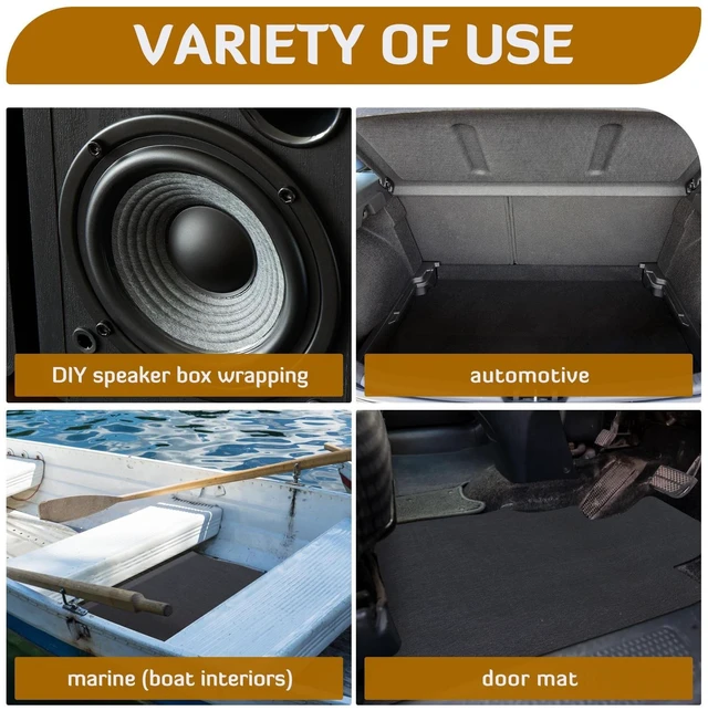 Alt view image 4 of 5 - Nuanchu 19.5 Sq Ft Self Adhesive Underfelt Carpet 36 x 78 in, Black