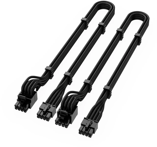 Alt view image 5 of 5 - X-Enlazar PSU Cable Kit for Super Flower Power Supplies - 90-Degree Connectors, Individually Sleeved with Braiding & Combs, 16AWG Wire, 9-Piece Kit, Type-B PCIe GPU Connectors - Black
