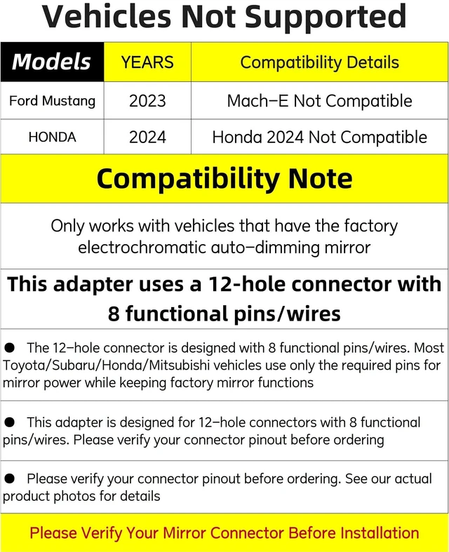 Alt view image 5 of 5 - VASTHOME 12-Pin Type A Dash Cam Power Adapter (5V/2A Output ONLY)