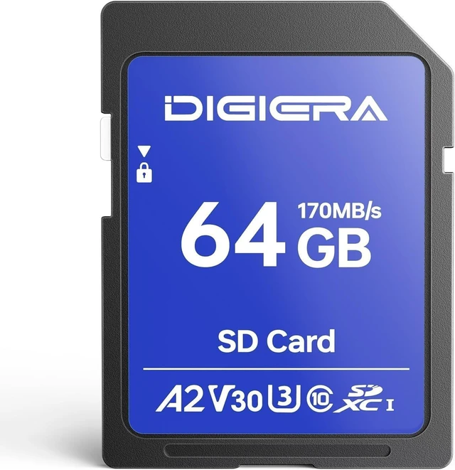 Main image of DIGIERA 64GB LS100 SDXC UHS-I Memory Card - up to 170MB/s, C10, U3, V30, 4K UHD, SD Card for Computers, Digital Cameras, Home Theatre Devices, Car Navigation Systems, 2 Packs