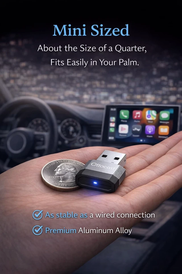 Alt view image 2 of 5 - OTTOCAST Mini Nova 2-in-1 Wireless CarPlay & Android Auto AdapterSilver