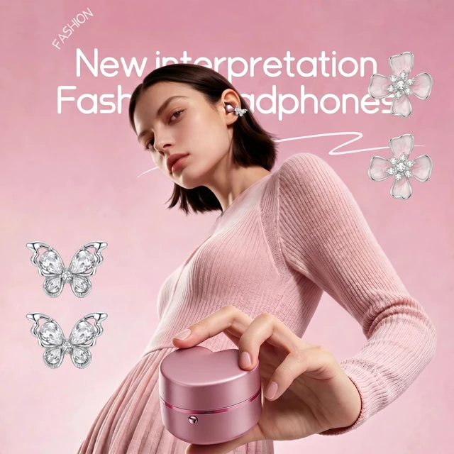 Alt view image 2 of 5 - xzqioue Love Ear Clip Wireless Earbuds, Open Ear Earring Headphones, Bluetooth 6.0 Ear Cuff Earphones with Mic, Pain-Free Comfortable Fit, Premium Sound for Daily Wear, Work