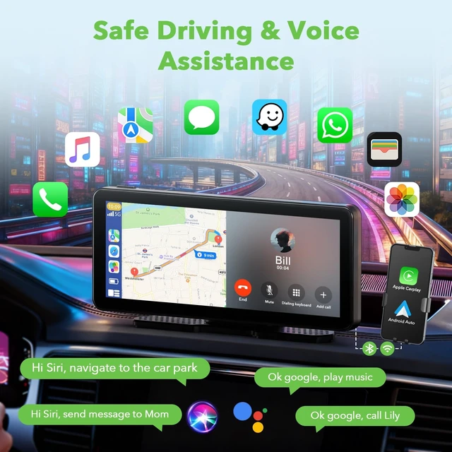 Alt view image 2 of 5 - TOGUARDGO 6.86" CarPlay Screen with Dual Dash Cam 2.5K Front 1080P Rear