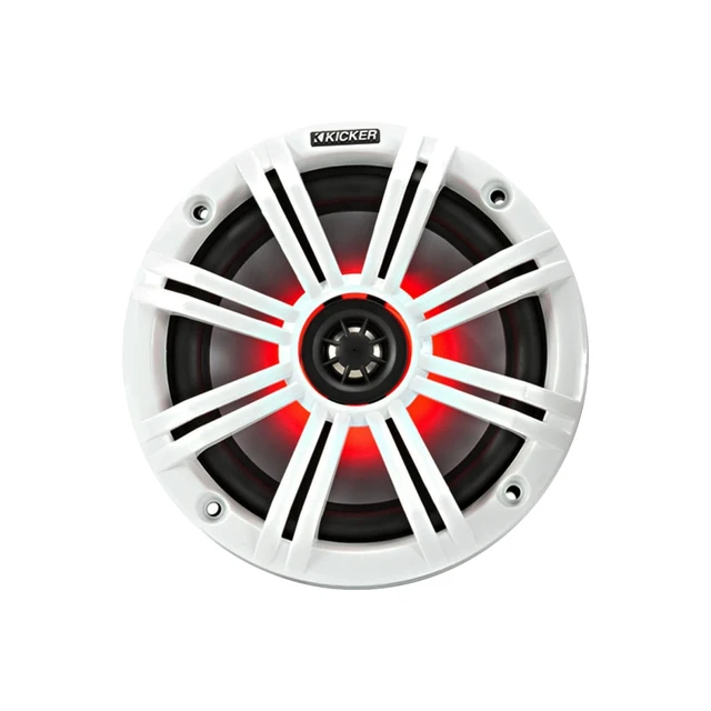 Alt view image 3 of 4 - 1 Pair (Qty 2) of Kicker 6.5" 2-Way 195 Watts Max Power Coaxial Marine Audio Multicolor LED Speakers with White Grilles, 50-Feet 16 Gauge Speaker Wire