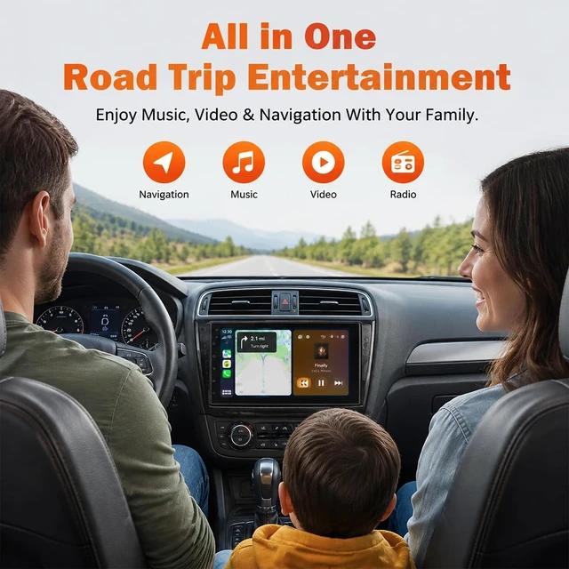 Alt view image 2 of 5 - Haudio 7 Inch Double Din Car Stereo with Wireless Apple CarPlay & Android Auto, Android 13 Car Radio 2GB+32GB, GPS Navigation, Bluetooth, WiFi, Backup Camera, FM/RDS, Universal Double DIN Head