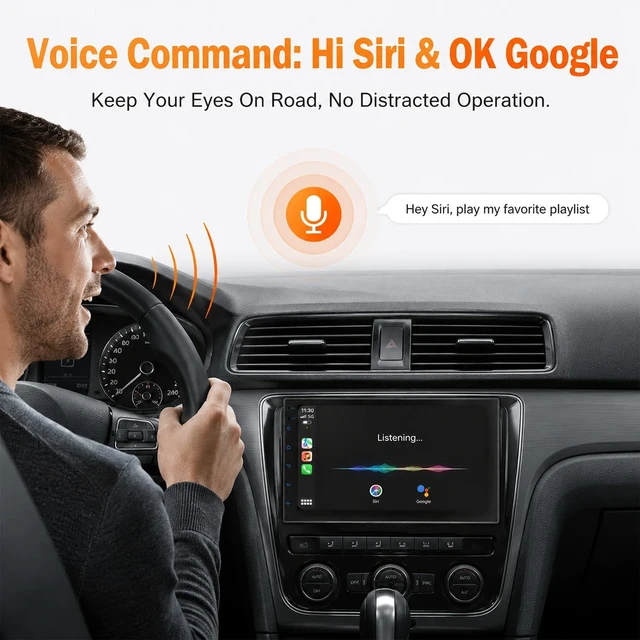 Alt view image 3 of 5 - Haudio 7 Inch Double Din Car Stereo with Wireless Apple CarPlay & Android Auto, Android 13 Car Radio 2GB+32GB, GPS Navigation, Bluetooth, WiFi, Backup Camera, FM/RDS, Universal Double DIN Head