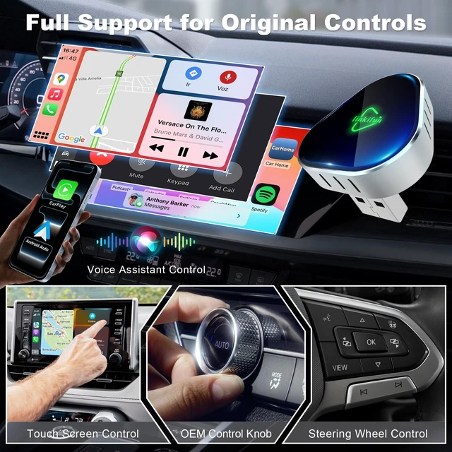 Alt view image 2 of 5 - 2026 Wireless Carplay Adapter, Universal for Apple iPhone & Android, Plug & Play, Portable Design with USB-A/Type-C Port