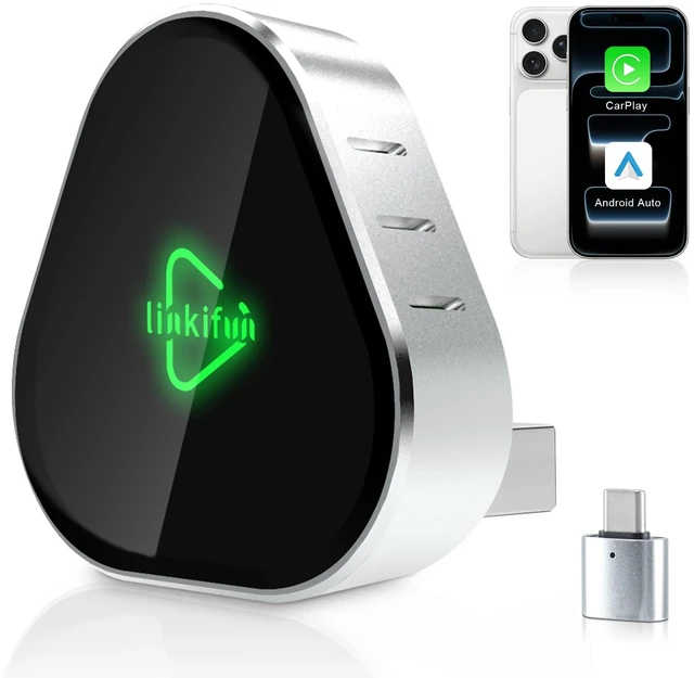 Main image of 2026 Wireless Carplay Adapter, Universal for Apple iPhone & Android, Plug & Play, Portable Design with USB-A/Type-C Port