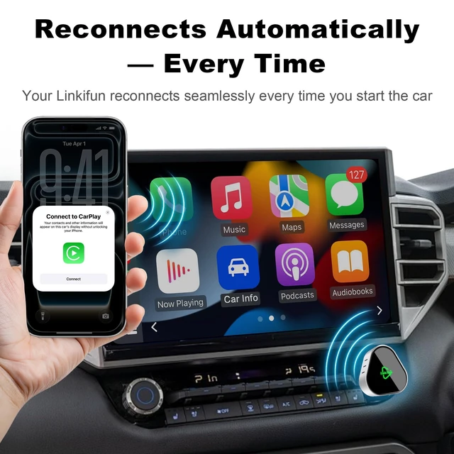 Alt view image 4 of 5 - 2026 Wireless Carplay Adapter, Universal for Apple iPhone & Android, Plug & Play, Portable Design with USB-A/Type-C Port