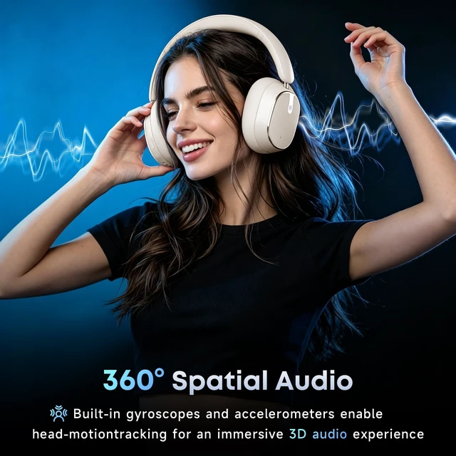 Alt view image 5 of 5 - Hybrid Active Noise Cancelling Bluetooth Headphones Wireless Headphones
