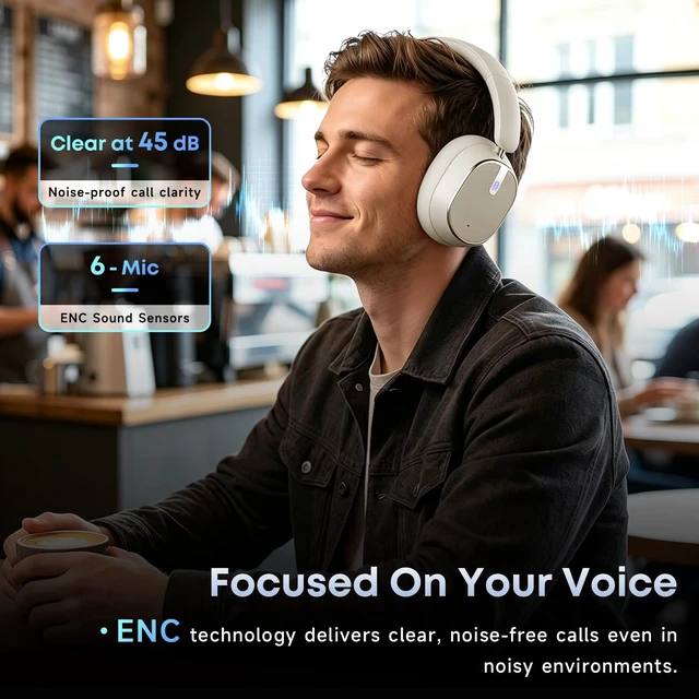 Alt view image 3 of 5 - Hybrid Active Noise Cancelling Bluetooth Headphones Wireless Headphones