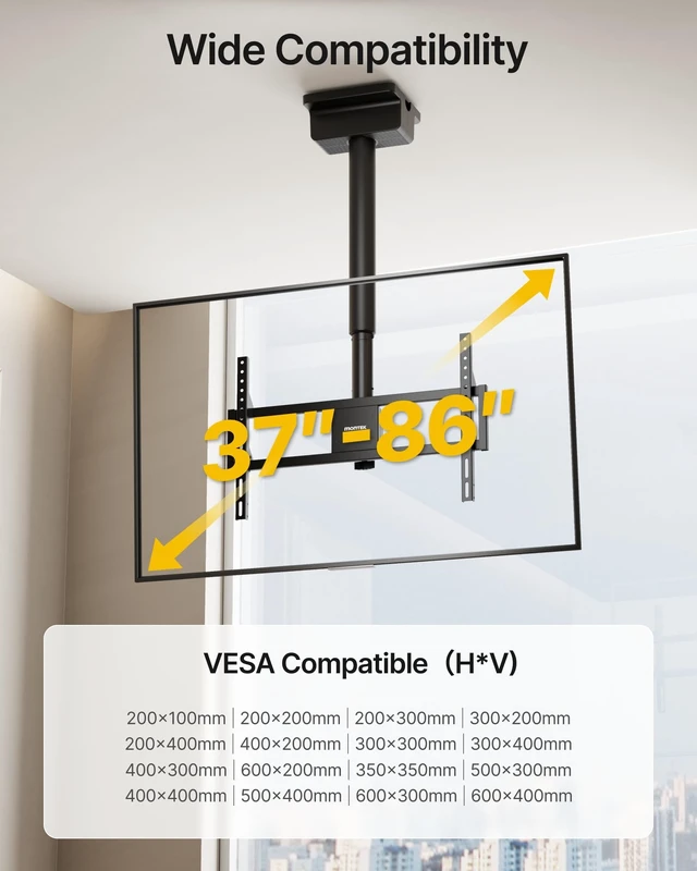 Alt view image 3 of 5 - monTEK Motorized Swivel Ceiling TV Mount, Motorized Height, 37-86 Inch TVs