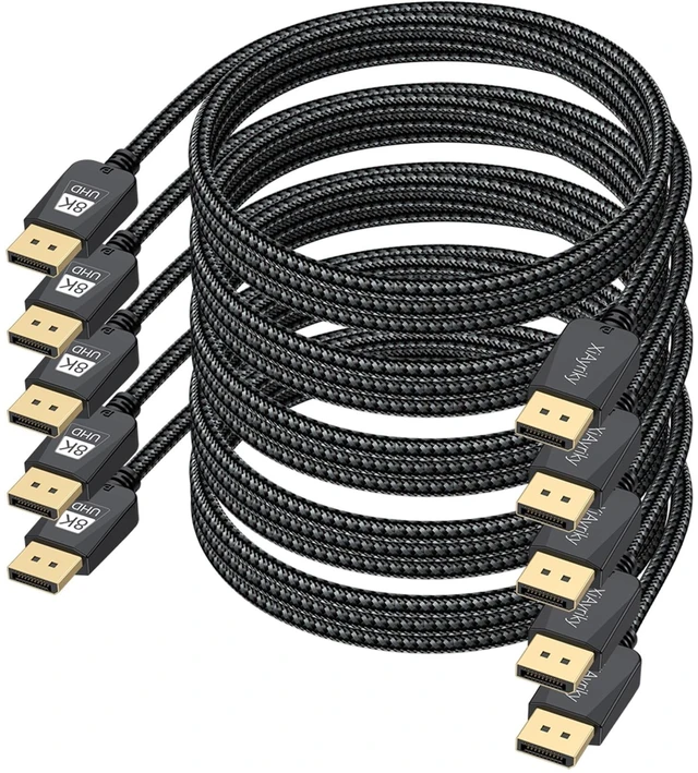 Main image of XiAyriky 8K DisplayPort 1.4 Cable 6FT 5-Pack, 32.4Gbps, 8K@60Hz