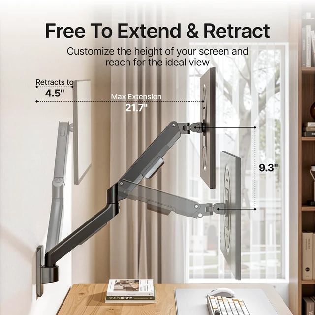 Alt view image 3 of 5 - PEGZONE Single Monitor Wall Mount for 17-32"Computer ScreensUp to 19.8 lbs