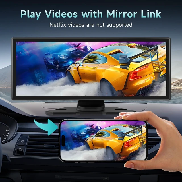 Alt view image 5 of 5 - 11.26'' Wireless Carplay & Android Auto Screen for Car with 4K Dash Cam