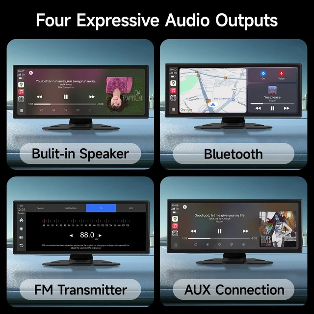 Alt view image 3 of 5 - 11.26'' Wireless Carplay & Android Auto Screen for Car with 4K Dash Cam