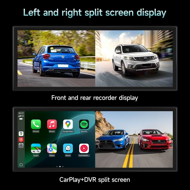 Alt view image 4 of 5 - 11.26'' Wireless Carplay & Android Auto Screen for Car with 4K Dash Cam