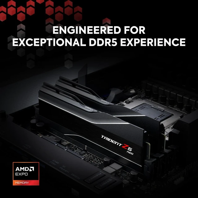 Alt view image 2 of 5 - G.SKILL Trident Z5 Neo Series DDR5 RAM (AMD EXPO) 32GB (2x16GB) Up to 6000MT/s* CL30-38-38-96 1.35V Desktop Computer Memory U-DIMM - Matte Black (F5-6000J3038F16GX2-TZ5N)