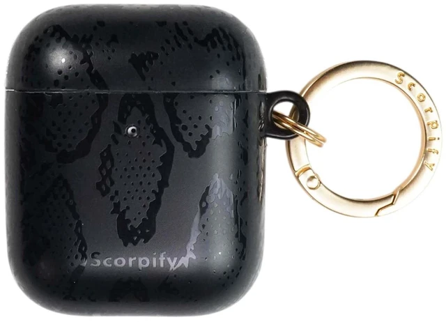 Main image of SCORPIFY for AirPods Case 1 & 2 (1st & 2nd Generation, 2016/2019) with Keychain, Compatible with Apple AirPod 1 & 2, Cute Protective Hard Shell Cover, Earbuds Case for Women - Matte Black Snake