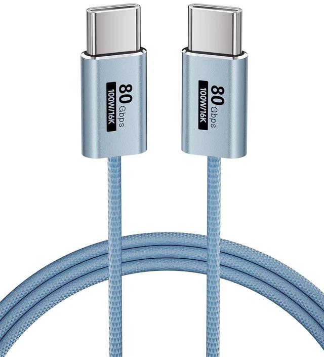 Main image of KMMXXCPMLight Blue,3FT USB C Cable 80Gbps Data Transfer Compatible with Thunderbolt 5/4/3,Slim Connector,Flexible USB-C 100W Fast Charging,16K/8K/4K Video for Monitor,MacBook,iPhone 17/16,Docking.